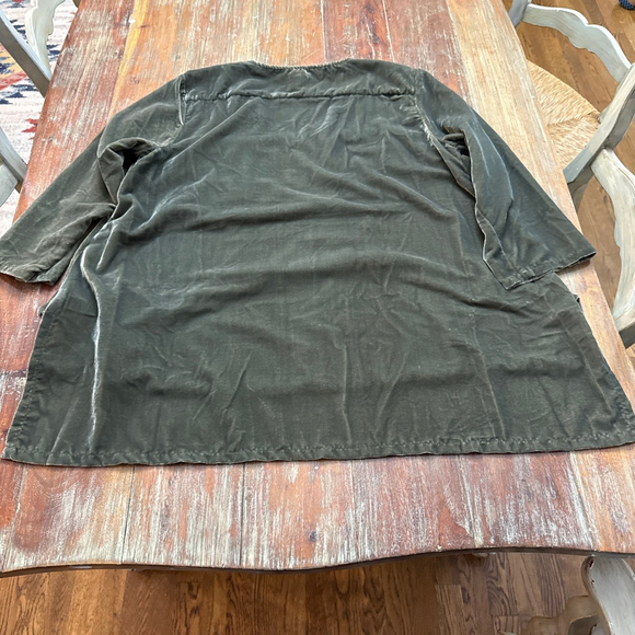 Kyla Seo Green Velvet Embroidered Tunic Top Large Boho Artsy - Picture 13 of 14